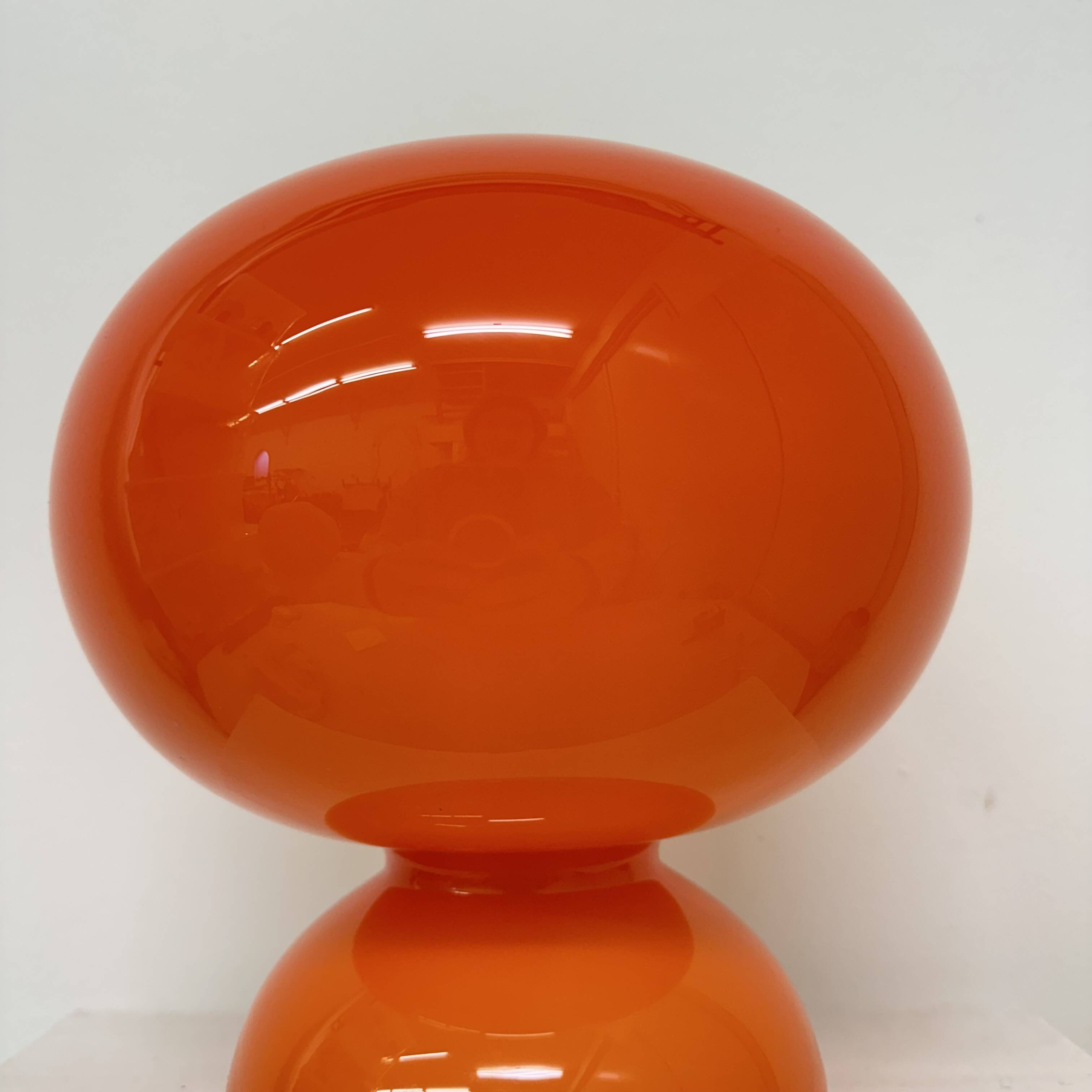 Space age orange glass table lamp , 1970s