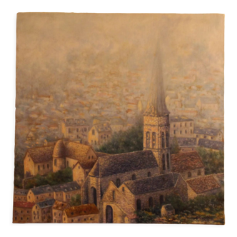 Tableau paysage impressionniste huile sur toile, Vallée de Chevreuse