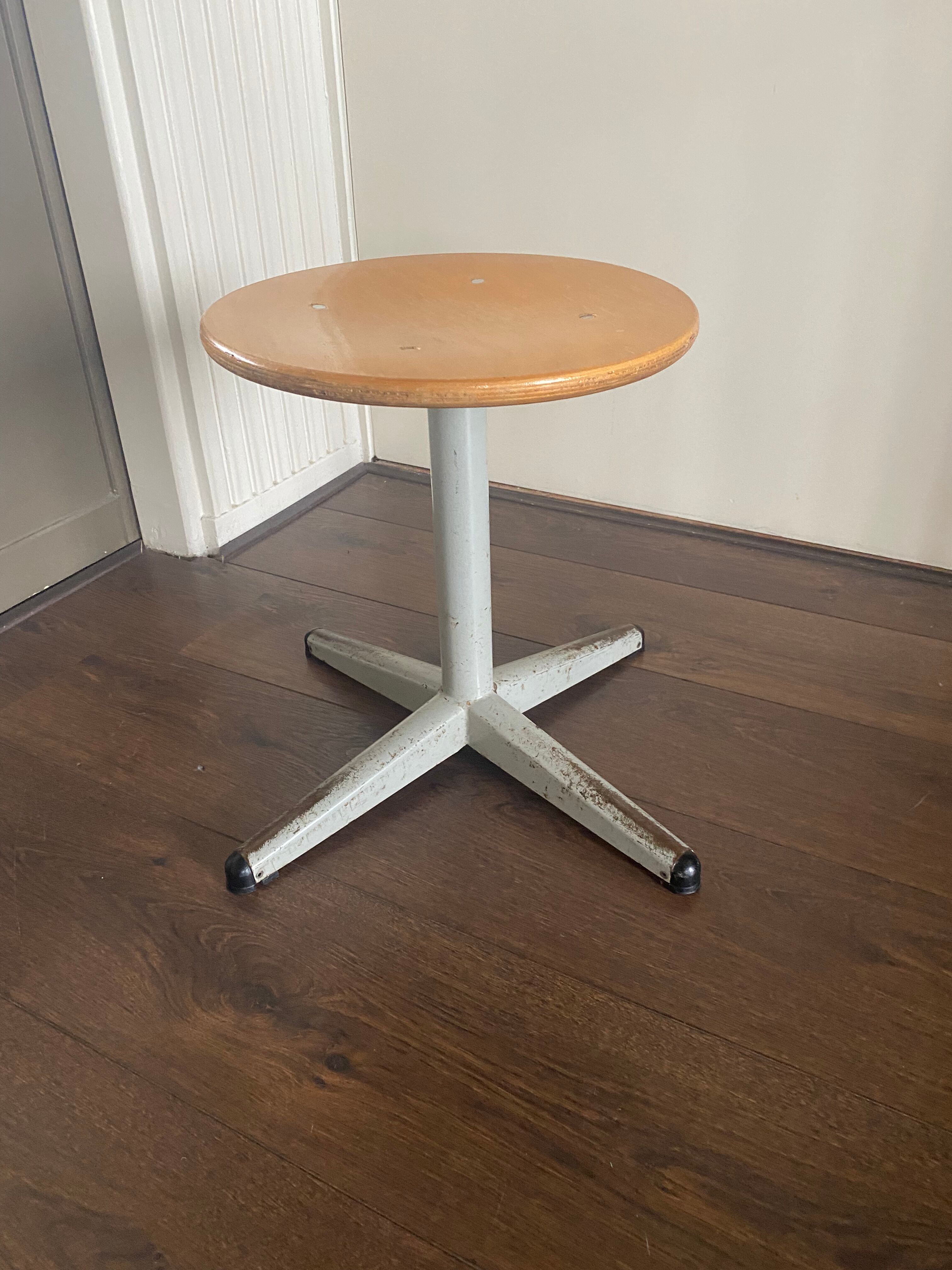 Vintage Industrial Height Adjustable Swivel Stool, 1960s