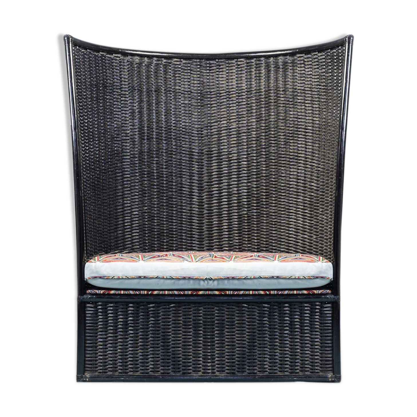 Armchair wood woven Roberti rattan vintage 70s vintage