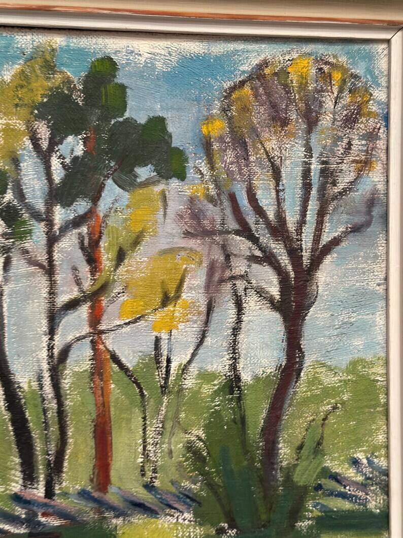 Original Swedish Oil on Panel - 'Forest Path'  – Unsigned Vintage & Framed