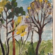 Original Swedish Oil on Panel - 'Forest Path'  – Unsigned Vintage & Framed