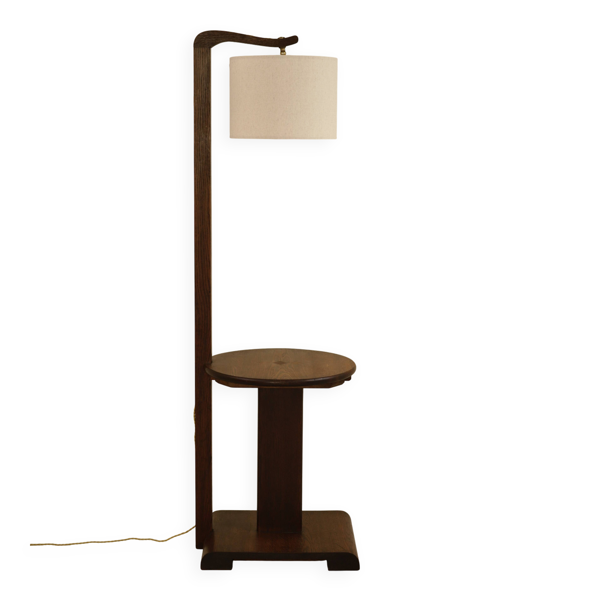 Floor lamp in solid oak, France, 1940s