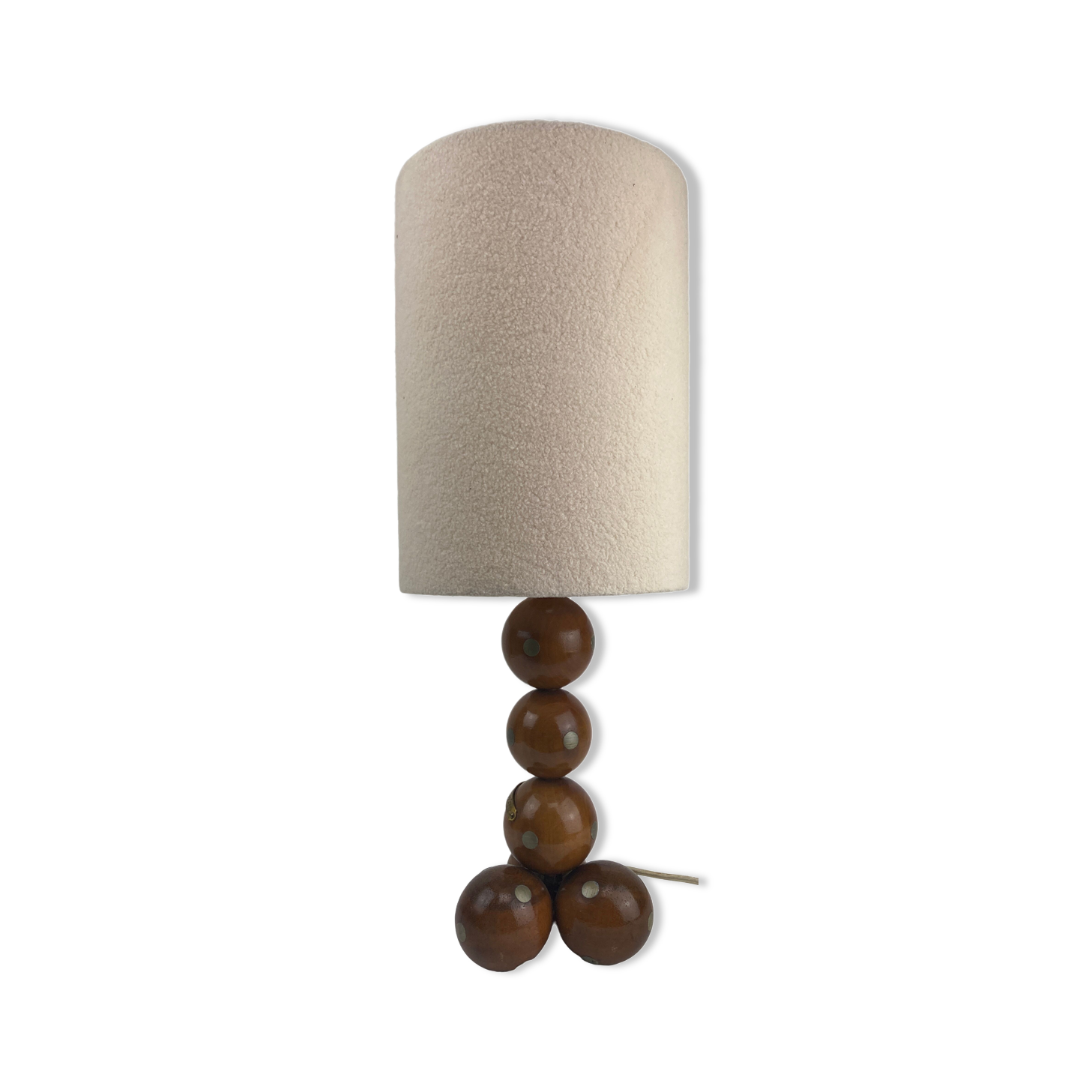Dutch unique handcrafted wooden sphere ball table lamp, 1970s