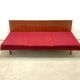 Beech sofa bed & red fabric by Drevotar Czech vintage 1960s