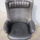 Pilot Scandinavian armchair by Arne Norell in black leather