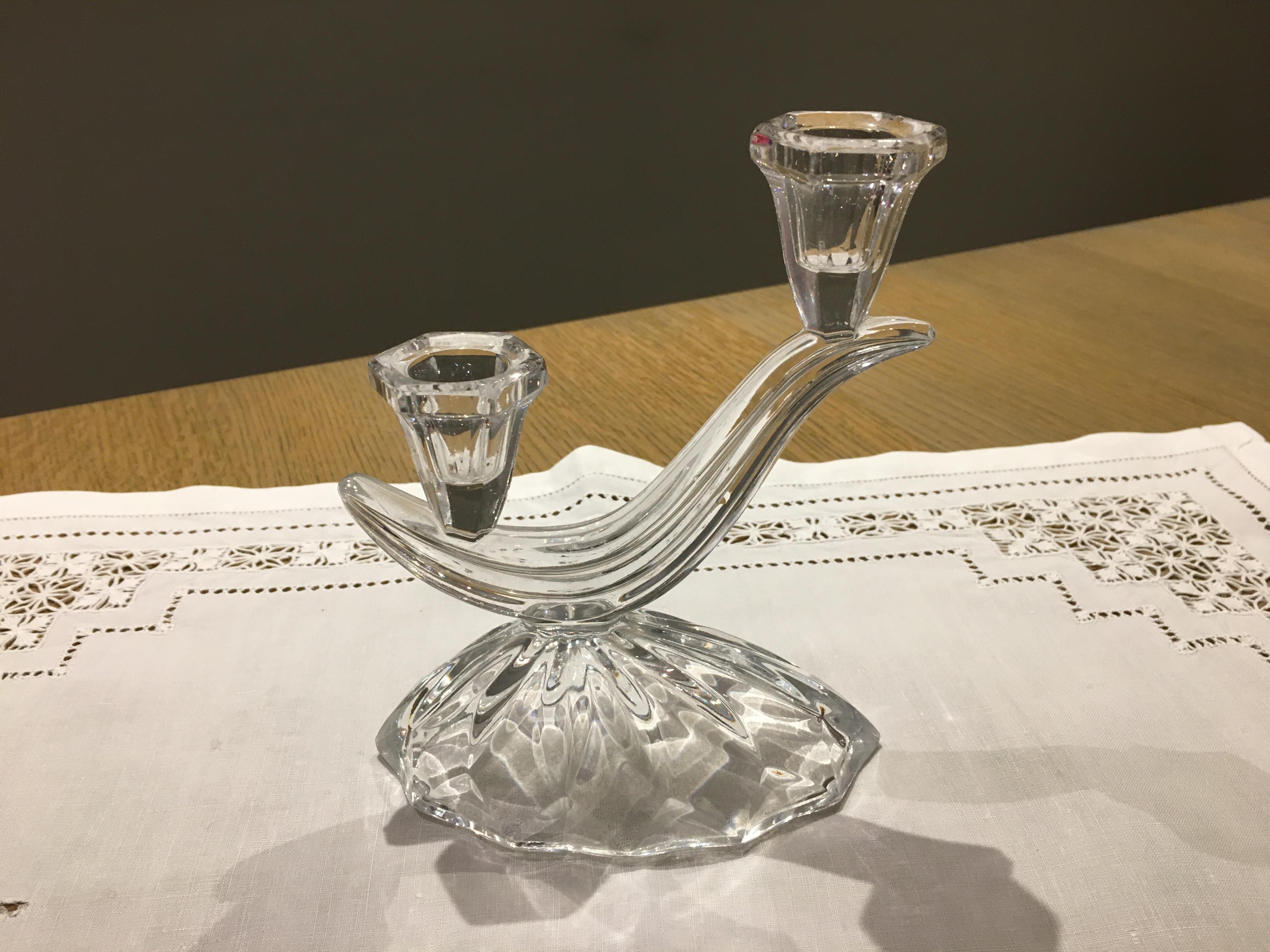 Ancient art deco glass candlestick