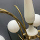 White Opaline Glass & Brass Chandelier, 1960s