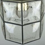 1960s 70s glashuette limburg PENDANT LAMP clear glass shade and brass