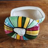 Vintage Ceramic Bonbonnière with Colourful Stripes - Jewellery Box