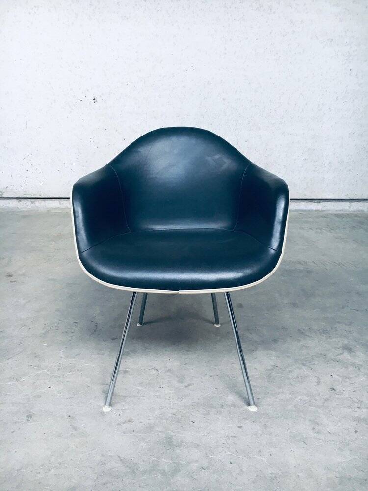 Mid-Century Black Leather Dax Armchair by Charles & Ray Eames for Herman Miller, 1960s