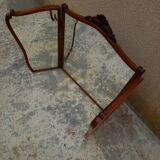 Old triptych mirror wood mounting three mirrors bisotés