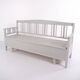 Swedish bench – grey painted – antique – painted pine – c. 1860s