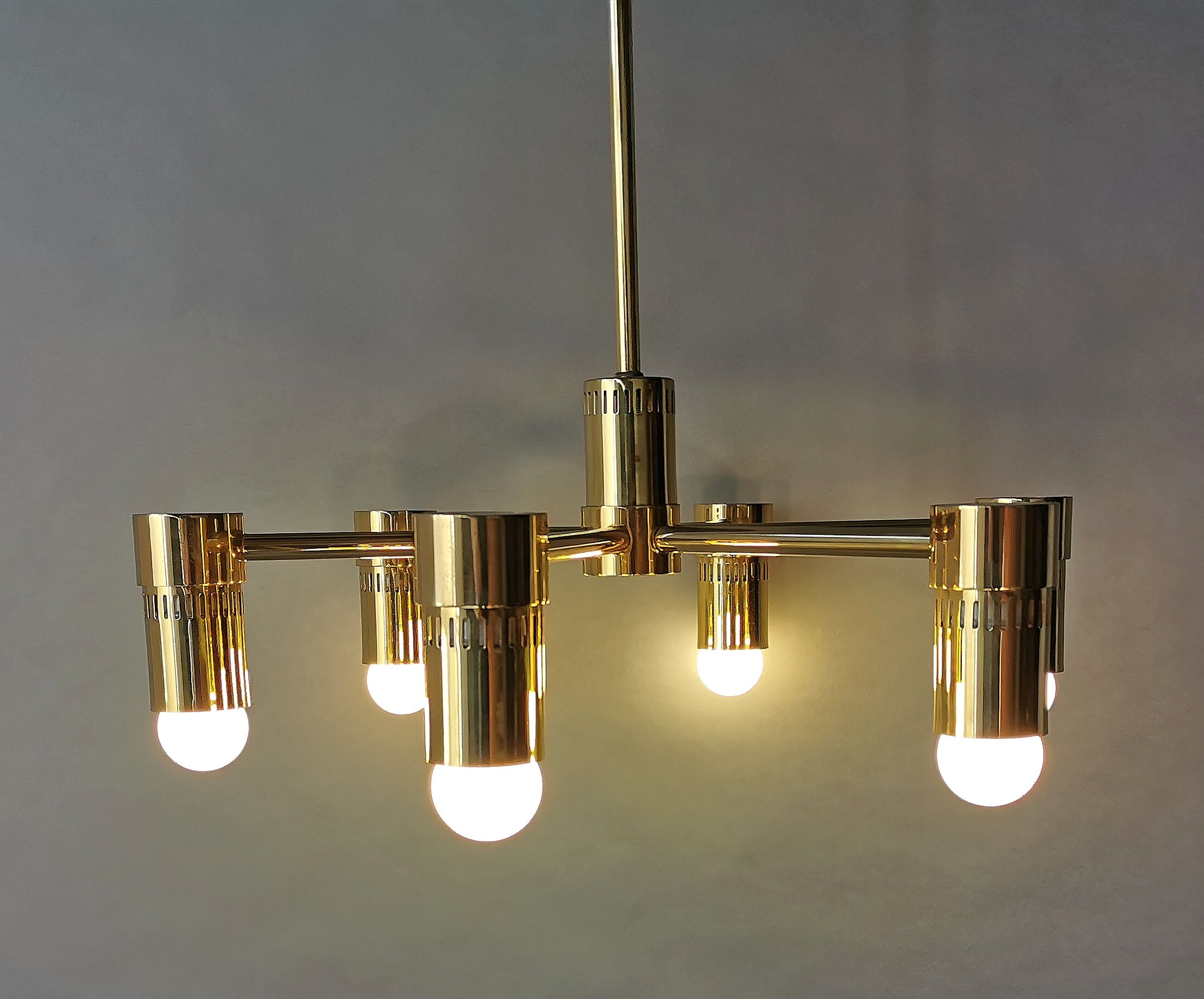 Luster 6 Italian gilded brass fires 1970