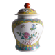 Jar en porcelaine Famille Rose chinoise avec couvercle, décoration florale sur fond jaune