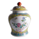 Jar en porcelaine Famille Rose chinoise avec couvercle, décoration florale sur fond jaune