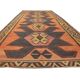 Rug & Kilim Rust Geometric Runner, Handmade Tribal Wool Flatweave, Boho Hallway Rug