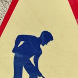 Panneau de chantier travaux vintage