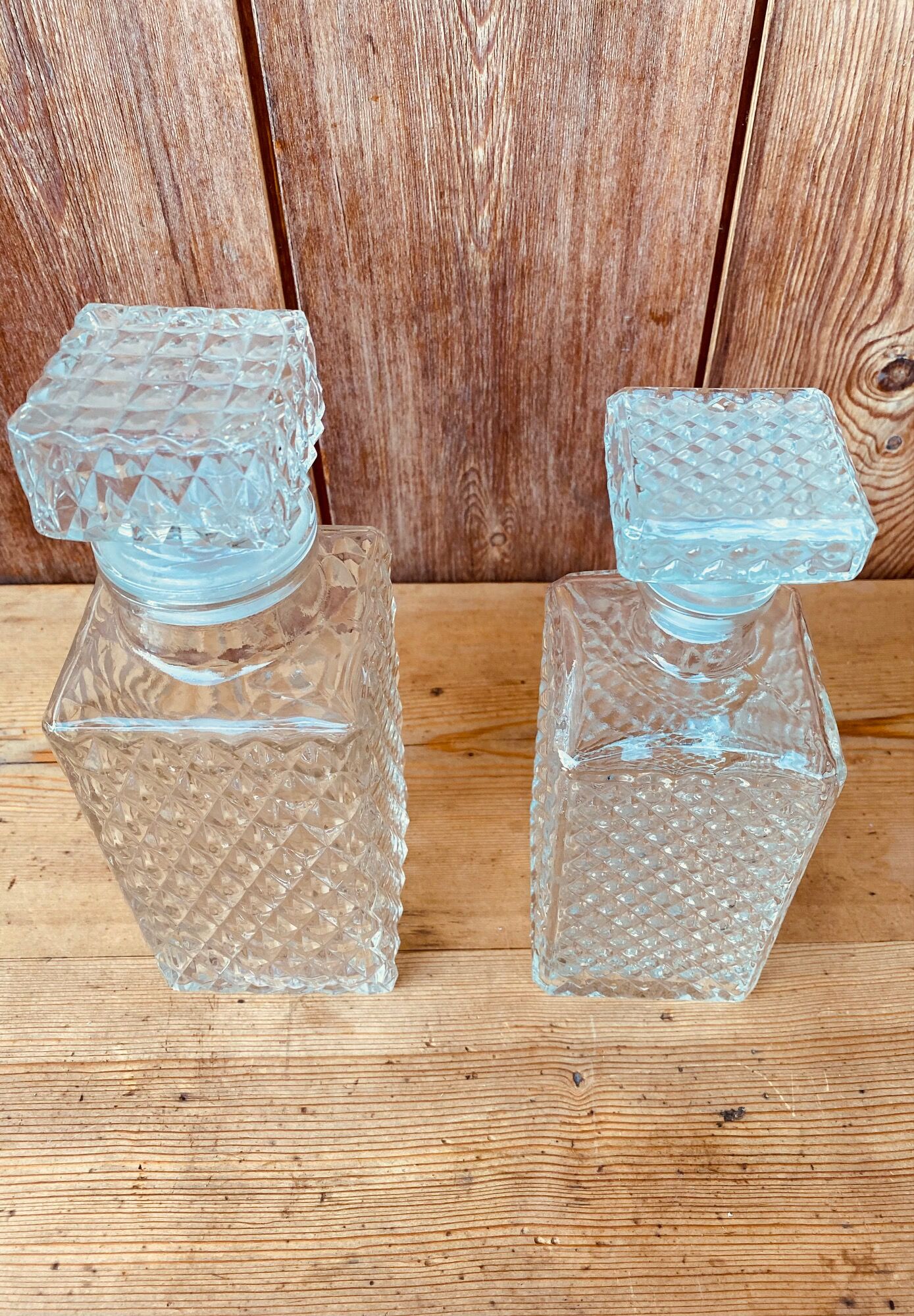 Vintage whisky decanter duo