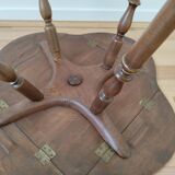 Side table, with flaps, in walnut, waxed finish and golden monogram, late 19th century
