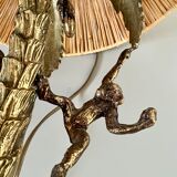 Table lamp gilded bronze palm tree and monkey
