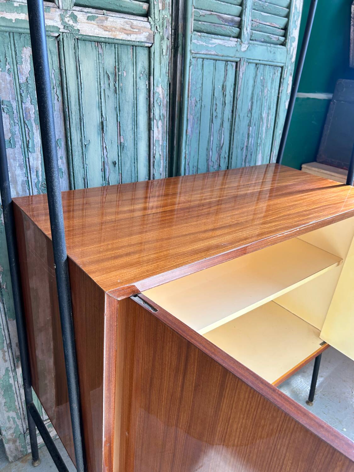High modernist buffet in mahogany and metal