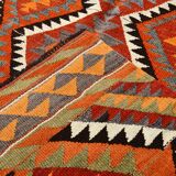 5x10 Red & Orange Tribal Handmade Kilim Rug, 165x317Cm