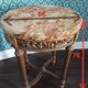Antique Louis XVI style gueridon with veined marble, painted and patinated gilded wood.