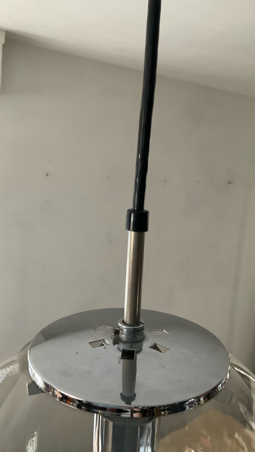 Space Age globe pendant lamp in smoked glass from the 70s