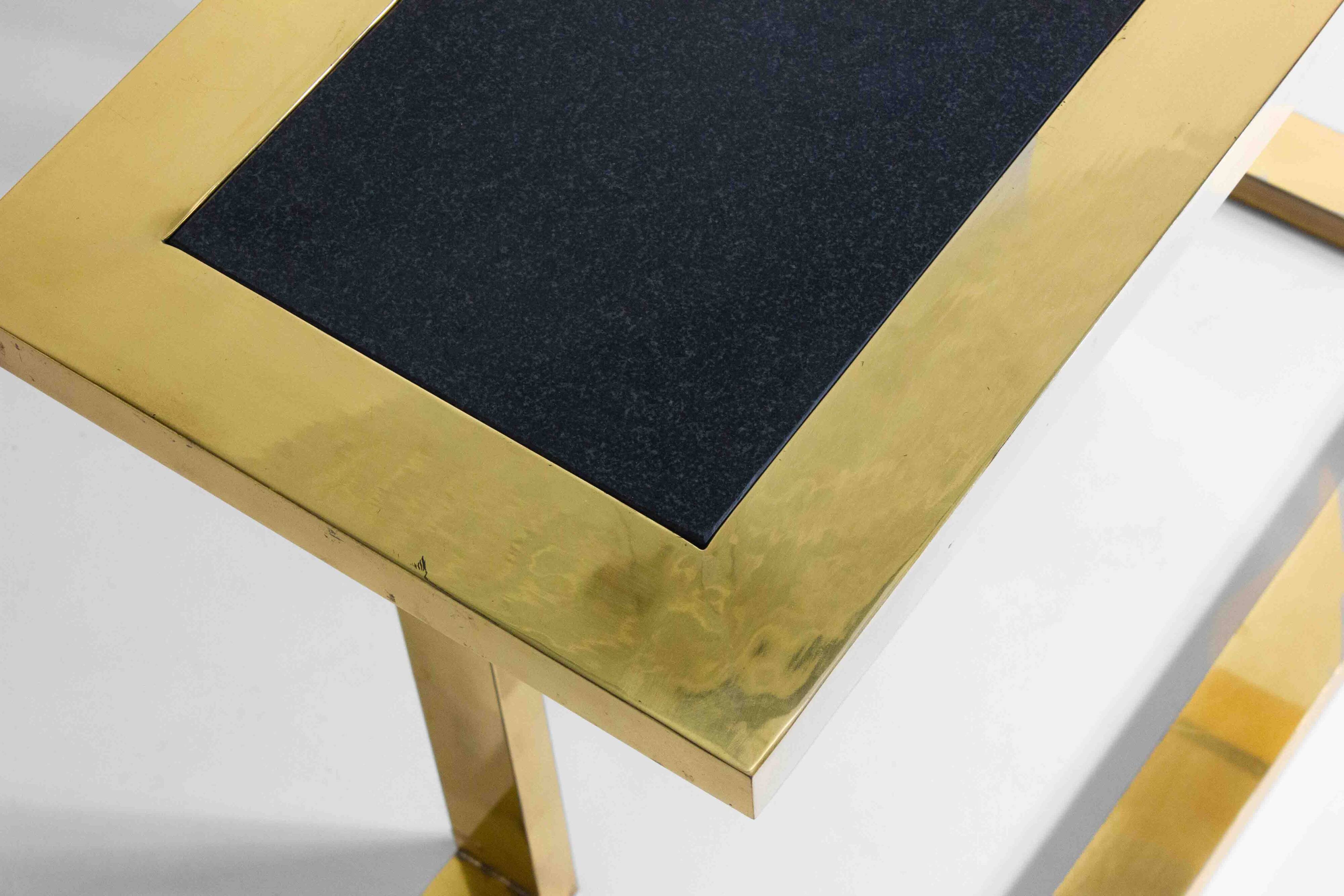 Rare Nucci Valsecchi console in bronze and blue granite, Italy 1970s