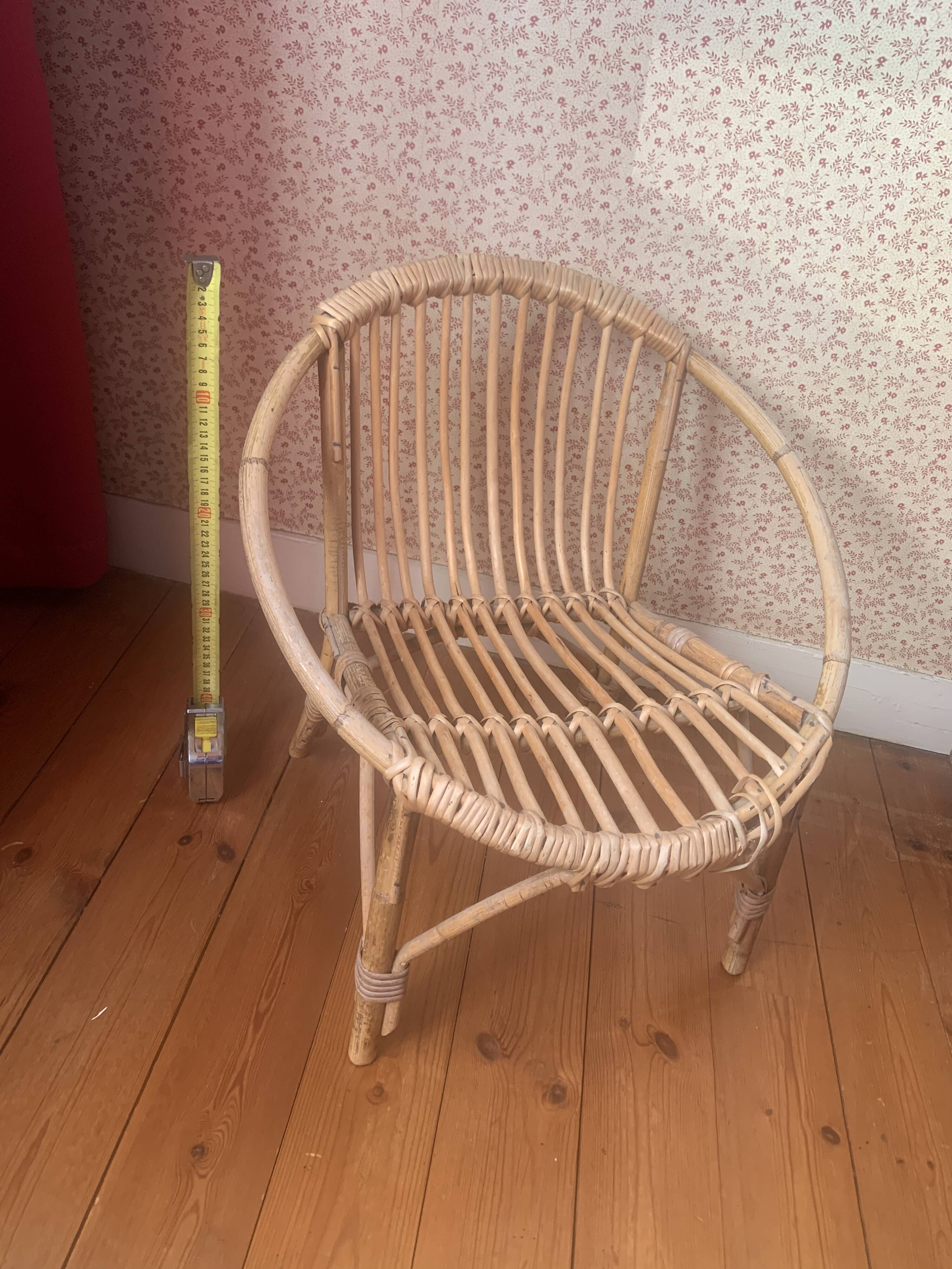 Vintage 1970s rattan children's chair