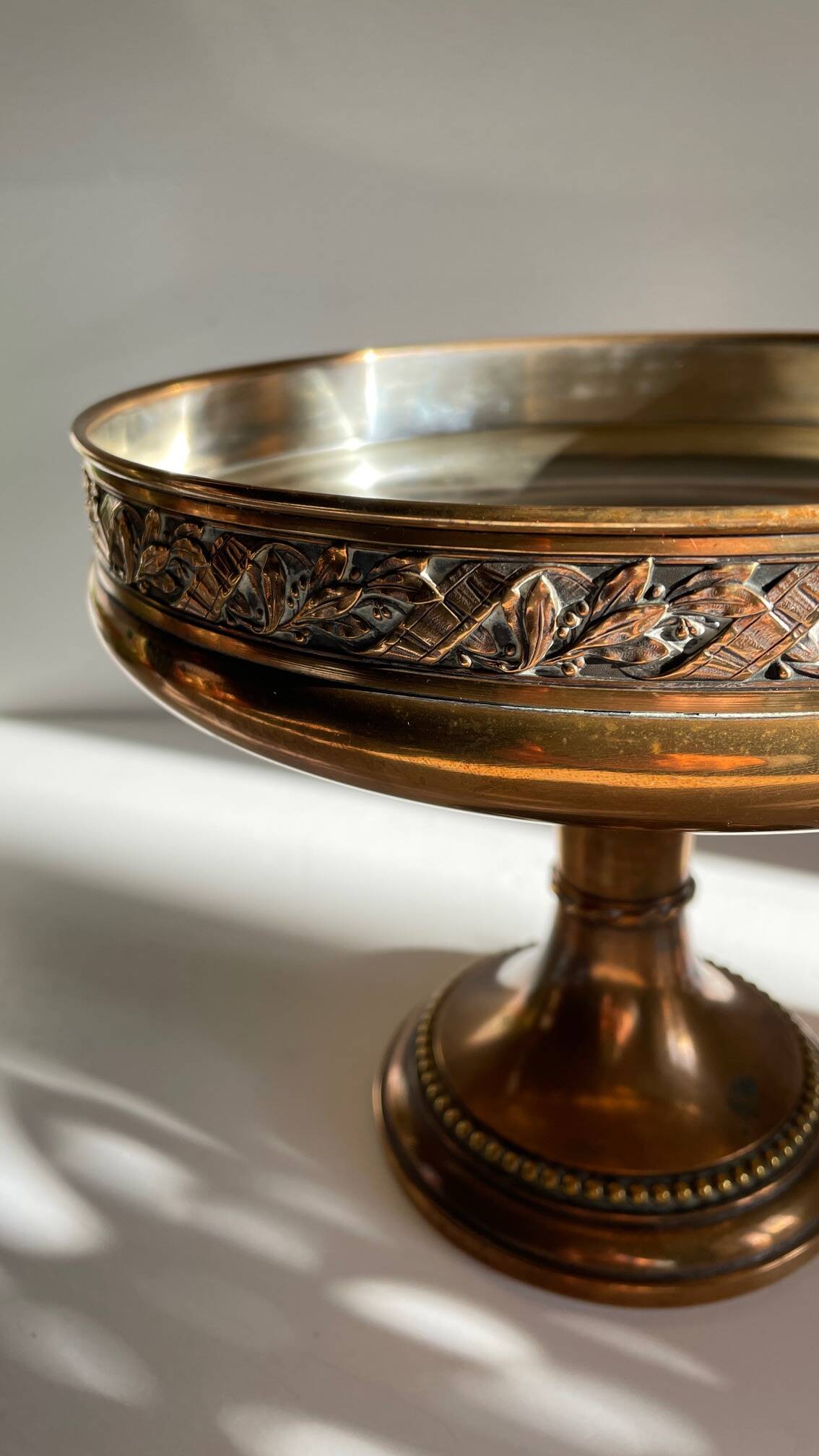 Silver Bronze Metal Fruit Bowl
