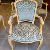 2 cabriolet armchairs and a Louis XV salon bench