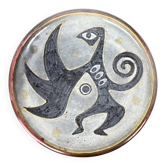 Grande coupe en grés de Richard Kjærgaard, esprit Picasso / CoBra, Danemark