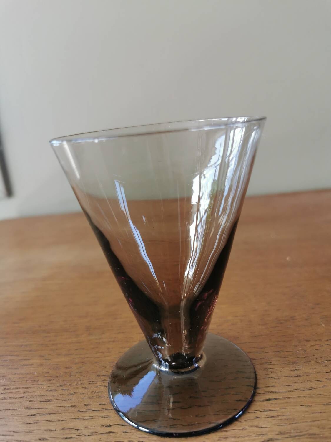 Set of 6 art deco smoked glass glasses