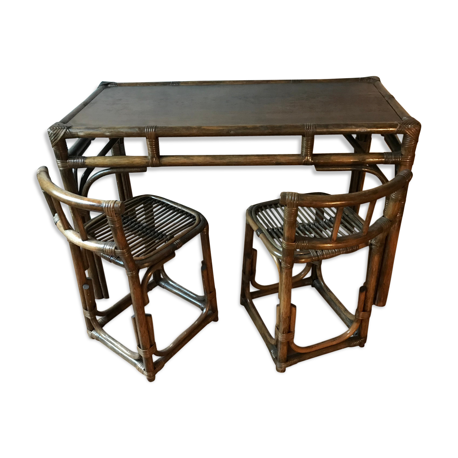 Rattan desk and these chairs