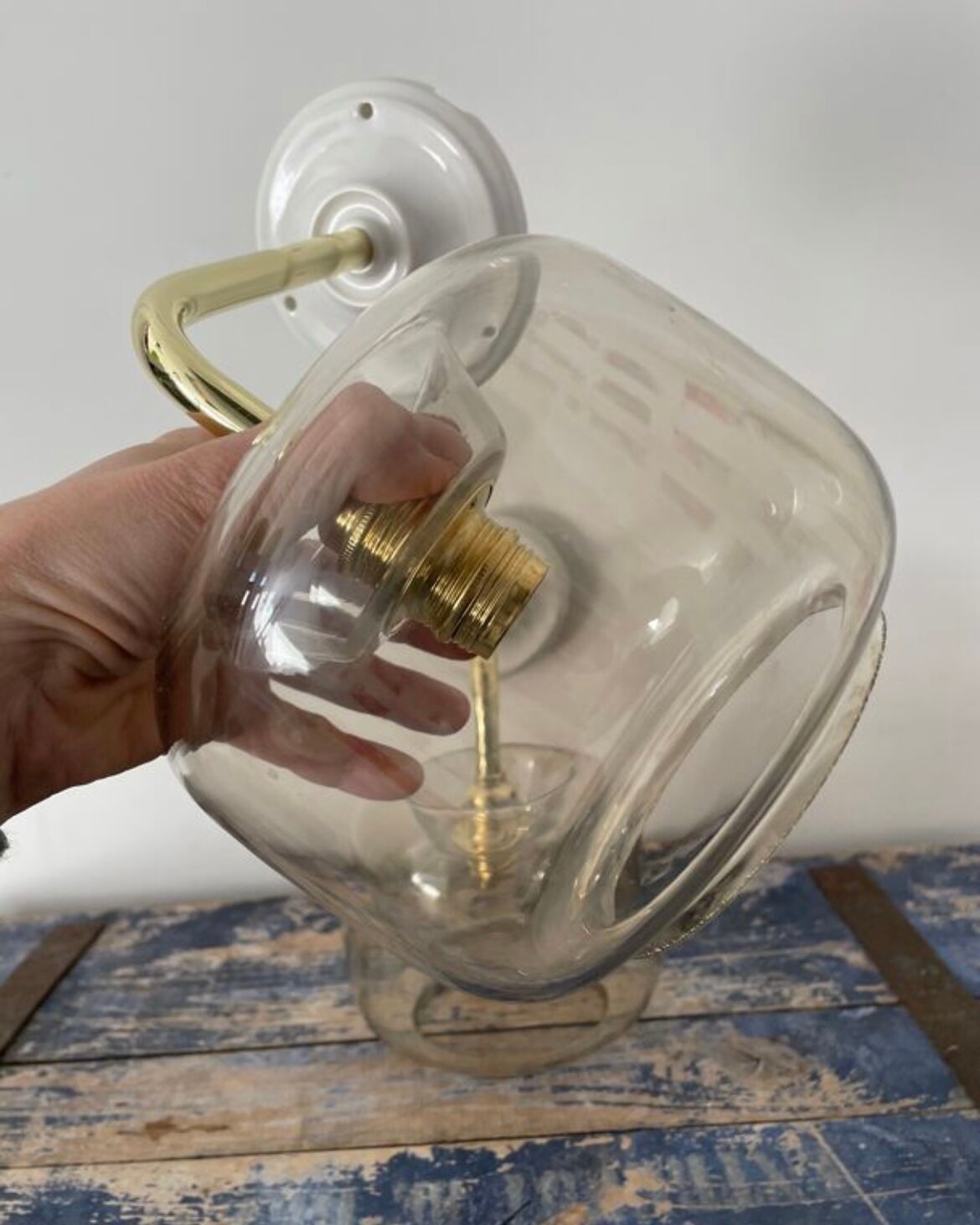 Pair of vintage smoked glass wall lights