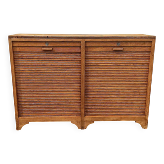 1930s double filing cabinet with curtain Height 92.7 cm