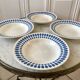 Set of 4 hollow plates Digoin Sarreguemines blue model "Tartan" 40s