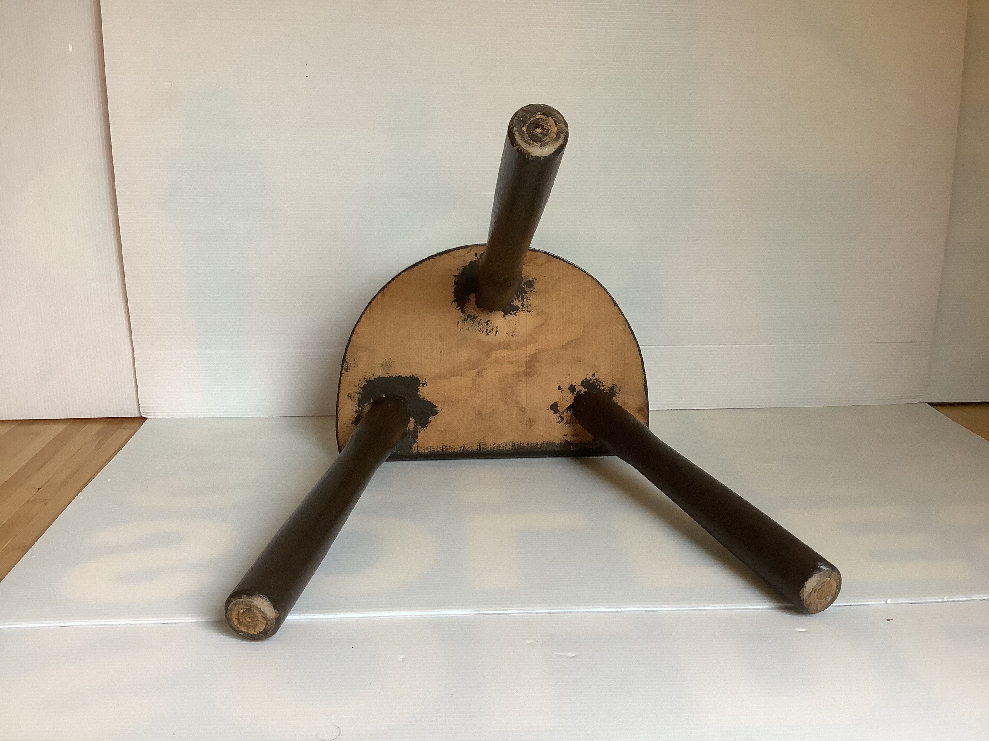 Tripod farm stool painted wood