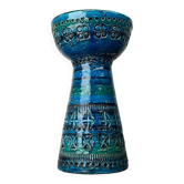 Mid-century modern blue ceramic candlestick Rimini by Aldo Londi for Bitossi, Italy, 1960s.