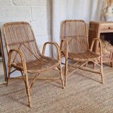 Pair of rattan armchairs