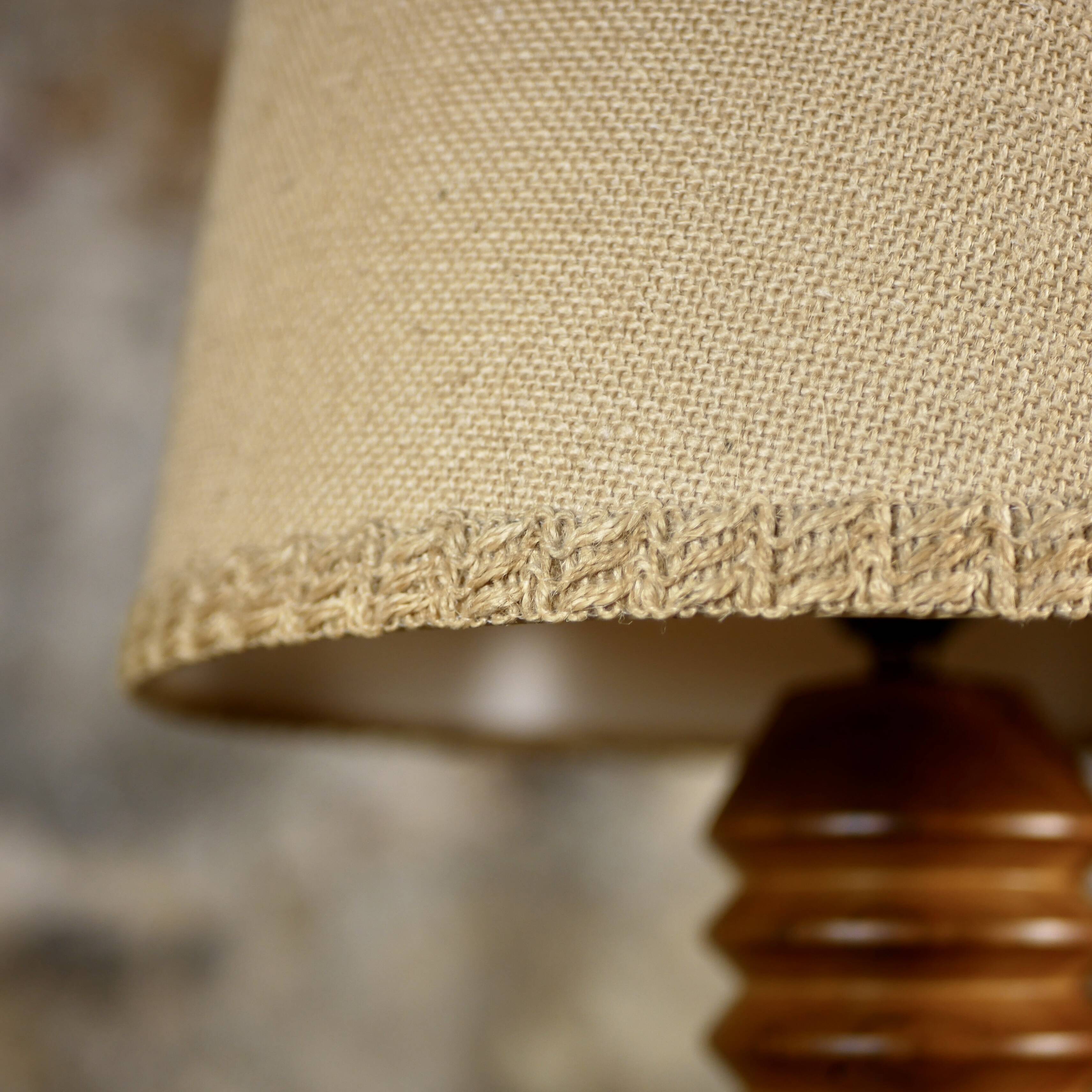 Large turned wood table lamp, France, 1950s