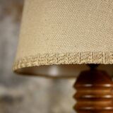 Large turned wood table lamp, France, 1950s