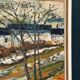 Large Original Swedish Oil on Panel – “Landscape with Houses and Trees” by Stig Hallblom – Signed – Vintage & Framed 90×59.5cm (35.4"×23.4")