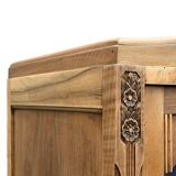 Parisian glass-fronted Art Deco wardrobe in solid raw walnut.