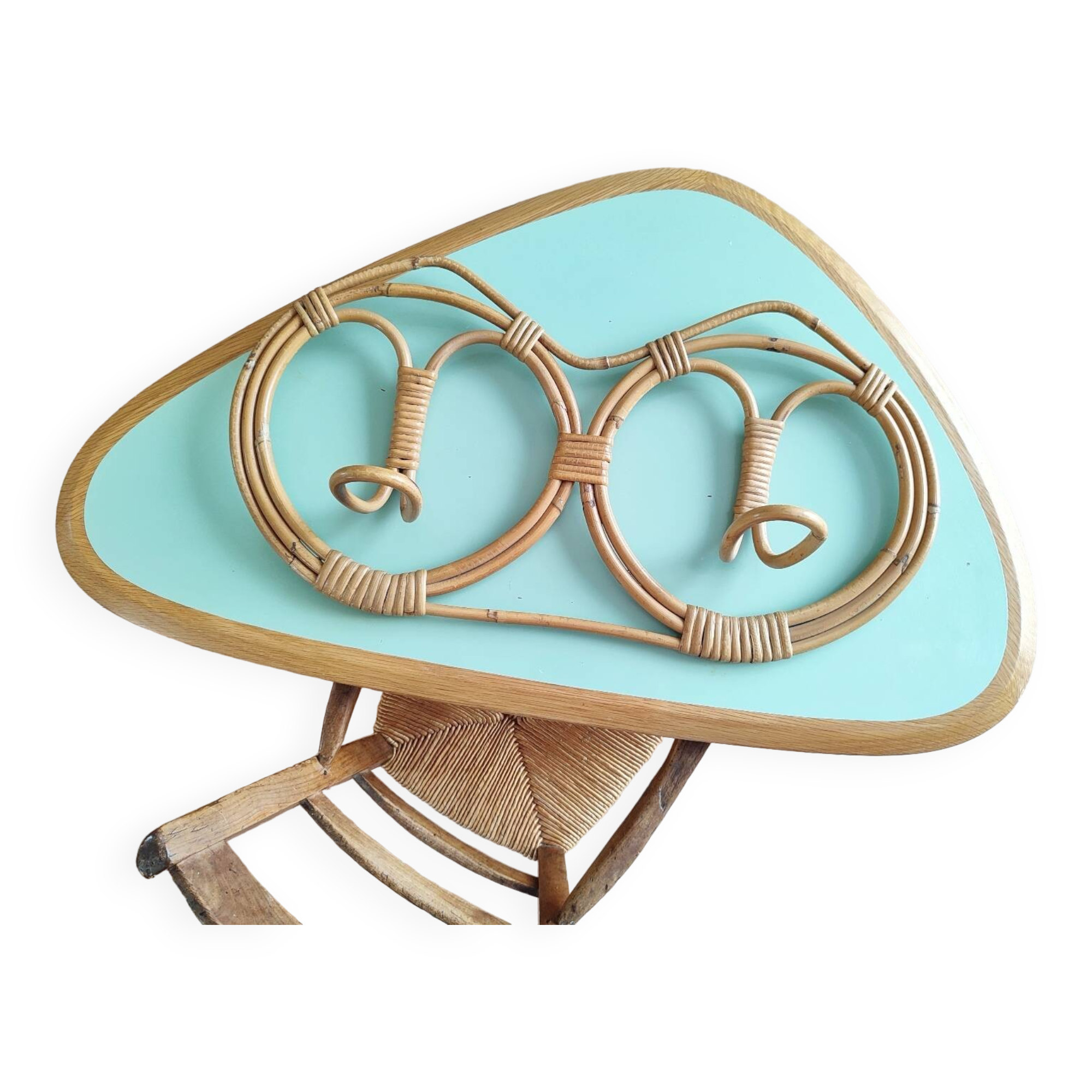 Franco Albini vintage rattan wall coat rack