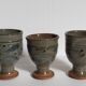 Trois tasses de potier en grès émaillé vintages