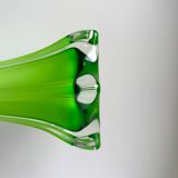 Vase soliflore en opaline et verre vert pomme style murano années 60-70