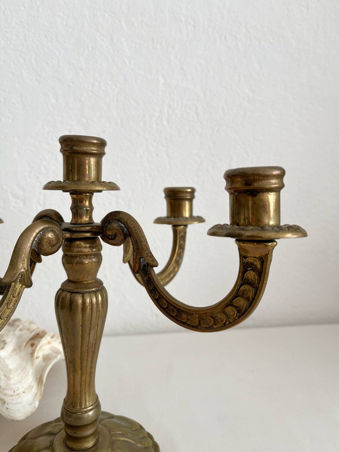 Antique brass candlestick holder with 5 lights